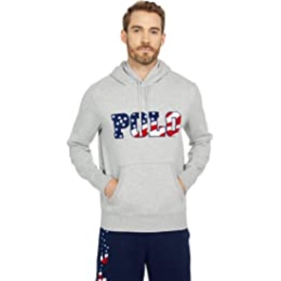 POLO RALPH LAUREN Americana Fleece Grey Hoodie. Embroidered. USA. Size: Large - Picture 6 of 6